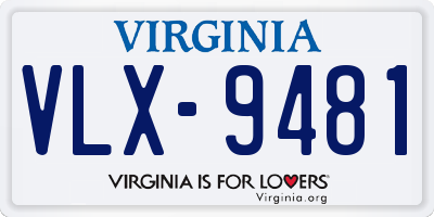 VA license plate VLX9481