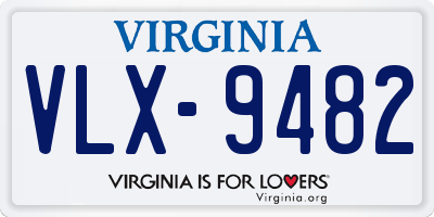 VA license plate VLX9482