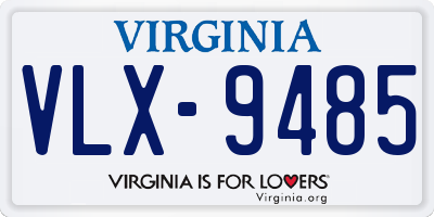 VA license plate VLX9485