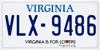 VA license plate VLX9486