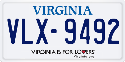 VA license plate VLX9492