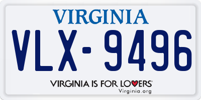 VA license plate VLX9496