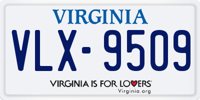 VA license plate VLX9509