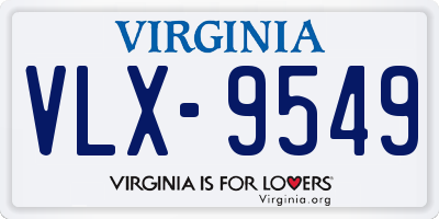 VA license plate VLX9549