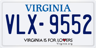 VA license plate VLX9552