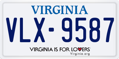 VA license plate VLX9587