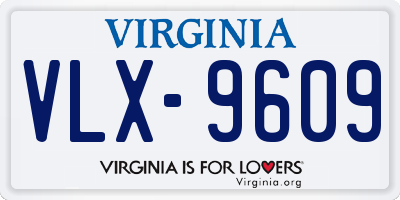 VA license plate VLX9609