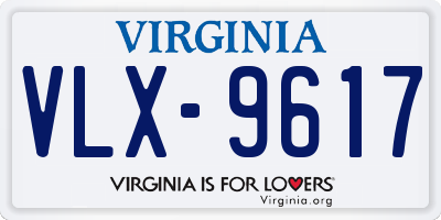 VA license plate VLX9617