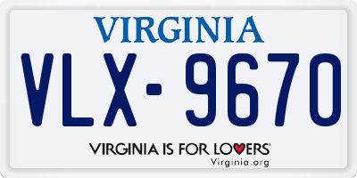 VA license plate VLX9670