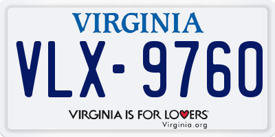 VA license plate VLX9760