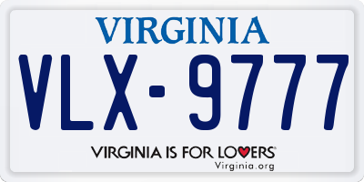 VA license plate VLX9777