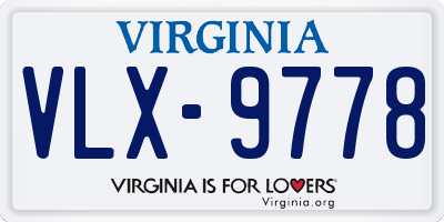 VA license plate VLX9778