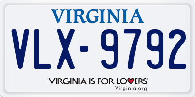 VA license plate VLX9792