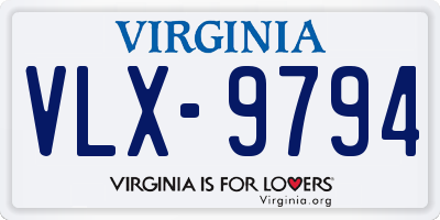 VA license plate VLX9794