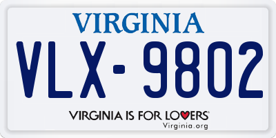 VA license plate VLX9802