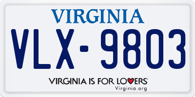 VA license plate VLX9803