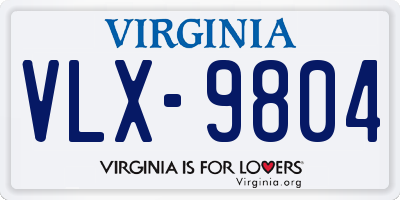 VA license plate VLX9804