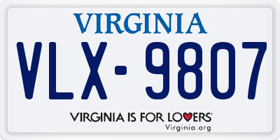 VA license plate VLX9807