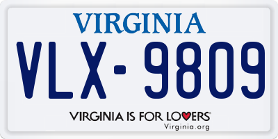 VA license plate VLX9809