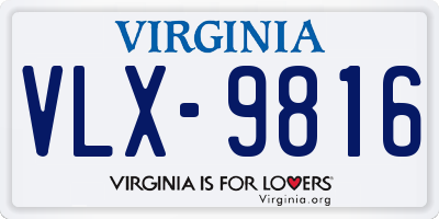 VA license plate VLX9816