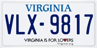 VA license plate VLX9817