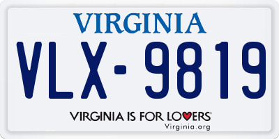 VA license plate VLX9819