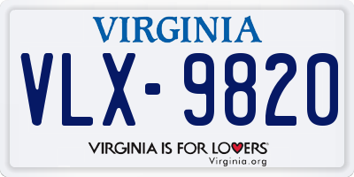 VA license plate VLX9820