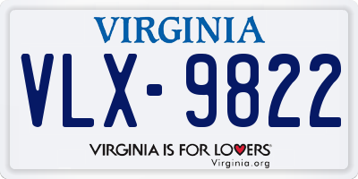 VA license plate VLX9822