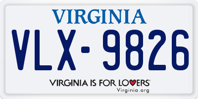 VA license plate VLX9826