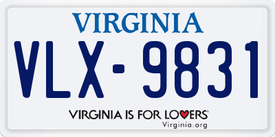 VA license plate VLX9831