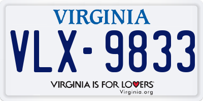 VA license plate VLX9833