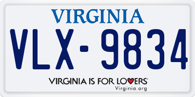 VA license plate VLX9834