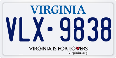 VA license plate VLX9838