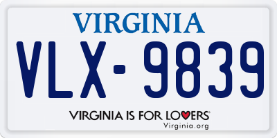 VA license plate VLX9839