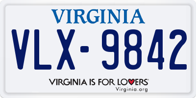 VA license plate VLX9842