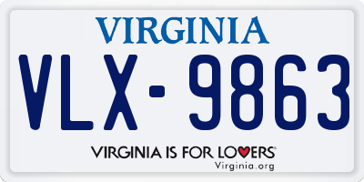 VA license plate VLX9863