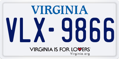 VA license plate VLX9866