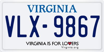 VA license plate VLX9867