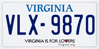 VA license plate VLX9870