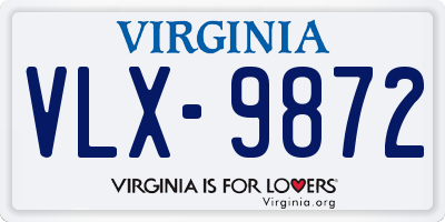 VA license plate VLX9872