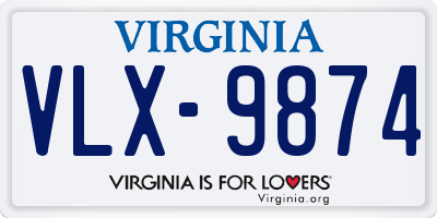 VA license plate VLX9874