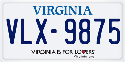 VA license plate VLX9875