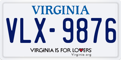 VA license plate VLX9876