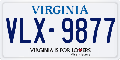 VA license plate VLX9877