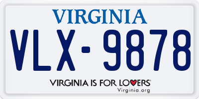 VA license plate VLX9878