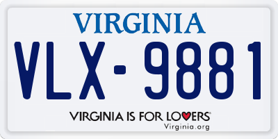 VA license plate VLX9881