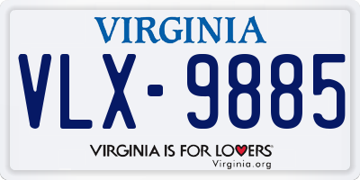 VA license plate VLX9885