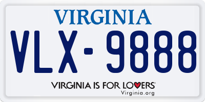 VA license plate VLX9888