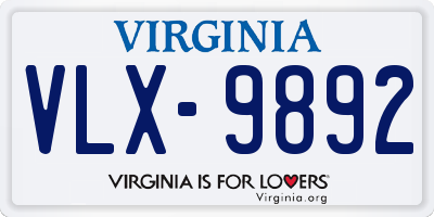 VA license plate VLX9892