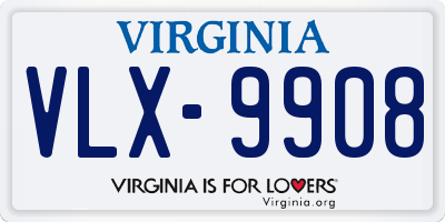 VA license plate VLX9908